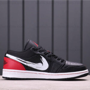 Nike Air Jordan 1 Low Brushstroke Swoosh- “Black Red”